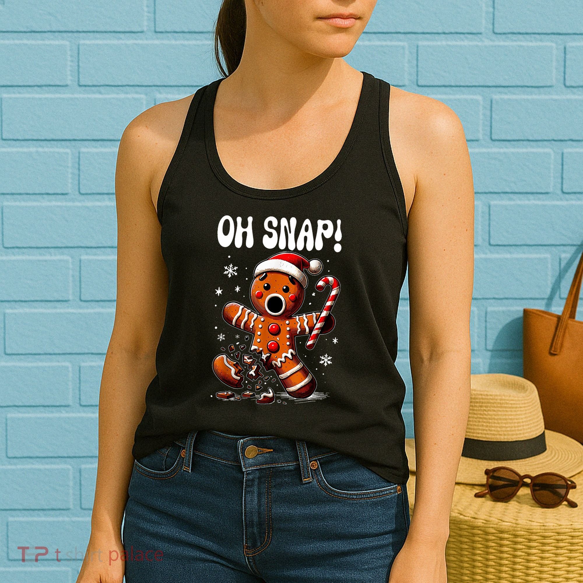 Funny Christmas Gingerbread Man Oh Snap Outfit Pajama Women's Tank Top
