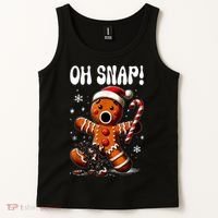 Funny Christmas Gingerbread Man Oh Snap Outfit Pajama Tank Top thumb 2