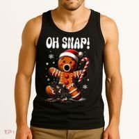 Funny Christmas Gingerbread Man Oh Snap Outfit Pajama Tank Top thumb 3