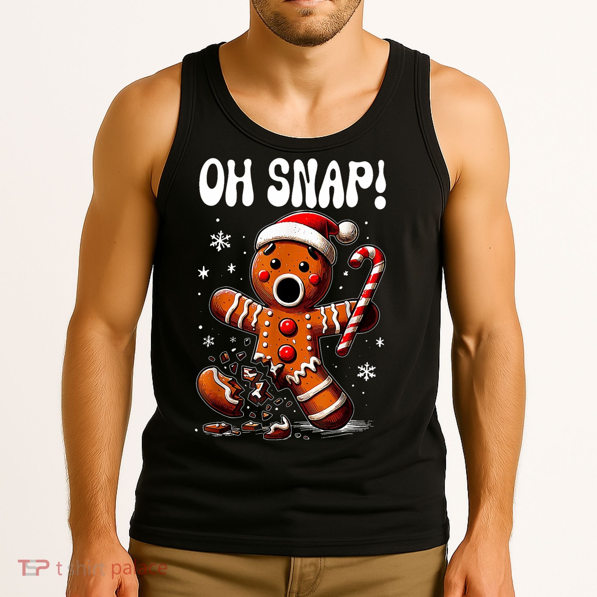 Funny Christmas Gingerbread Man Oh Snap Outfit Pajama Tank Top