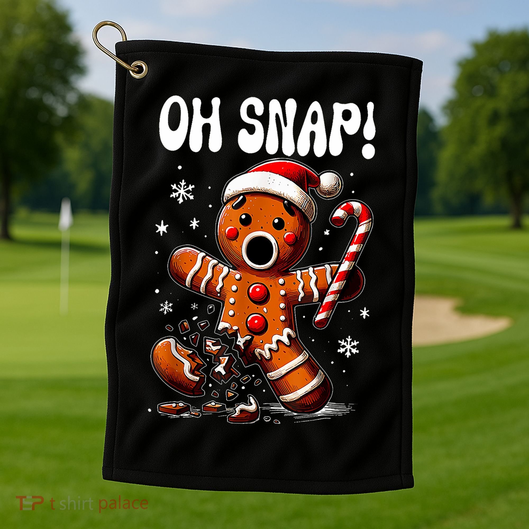 Funny Christmas Gingerbread Man Oh Snap Outfit Pajama Golf Towel