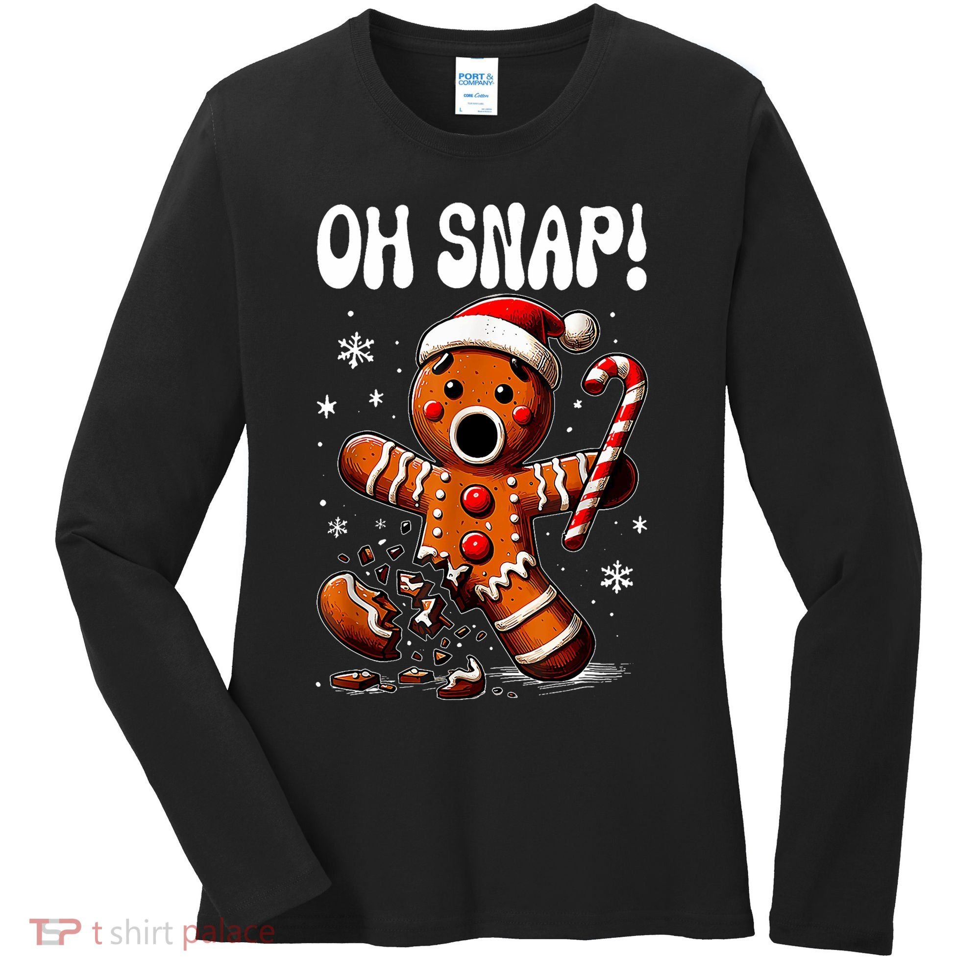 Funny Christmas Gingerbread Man Oh Snap Outfit Pajama Women's Long Sleeve Shirt