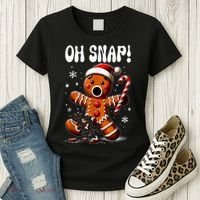Funny Christmas Gingerbread Man Oh Snap Outfit Pajama Women's T-Shirt thumb 3