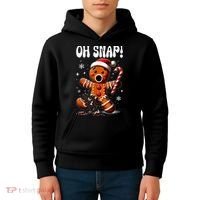 Funny Christmas Gingerbread Man Oh Snap Outfit Pajama Kids Hoodie thumb 4