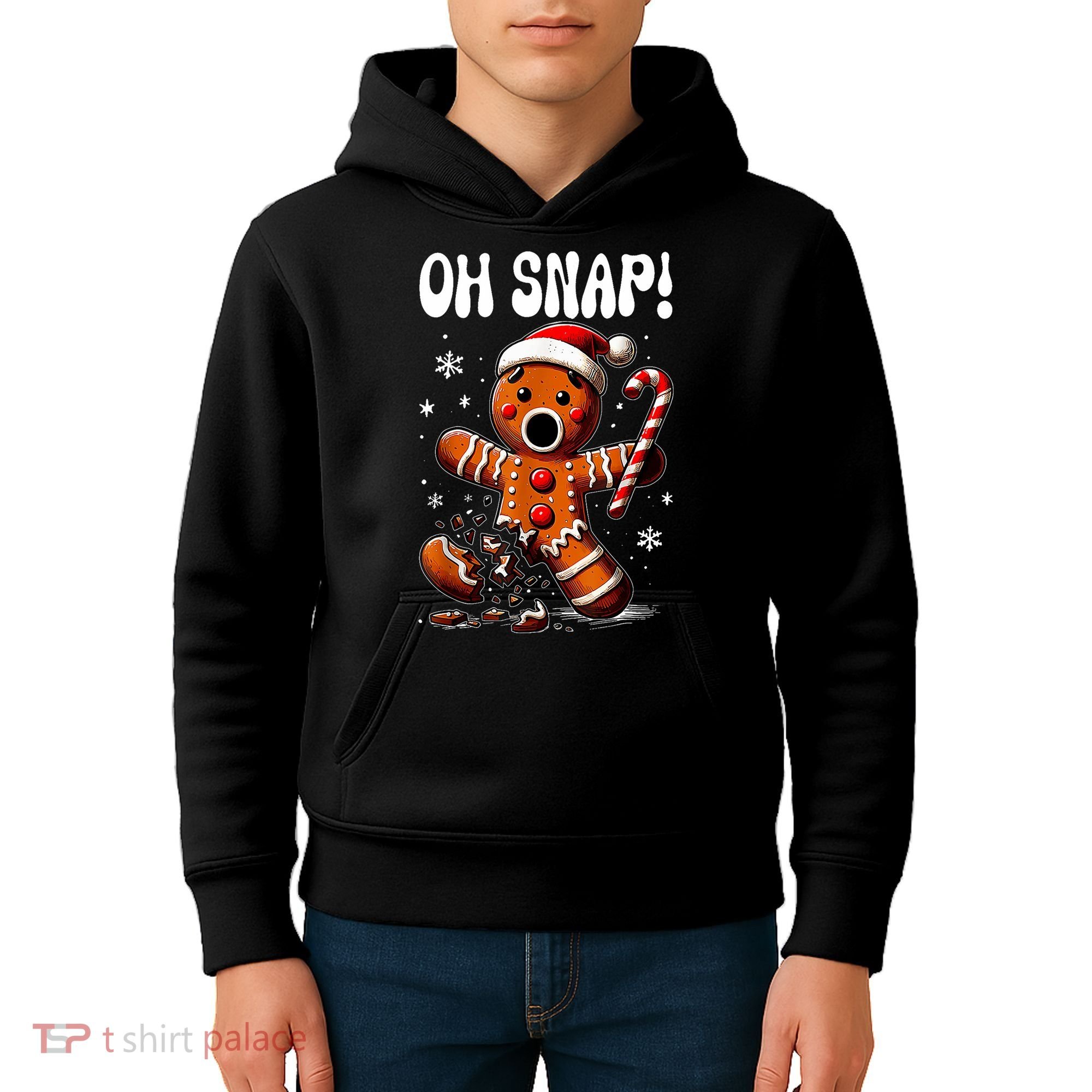 Funny Christmas Gingerbread Man Oh Snap Outfit Pajama Kids Hoodie