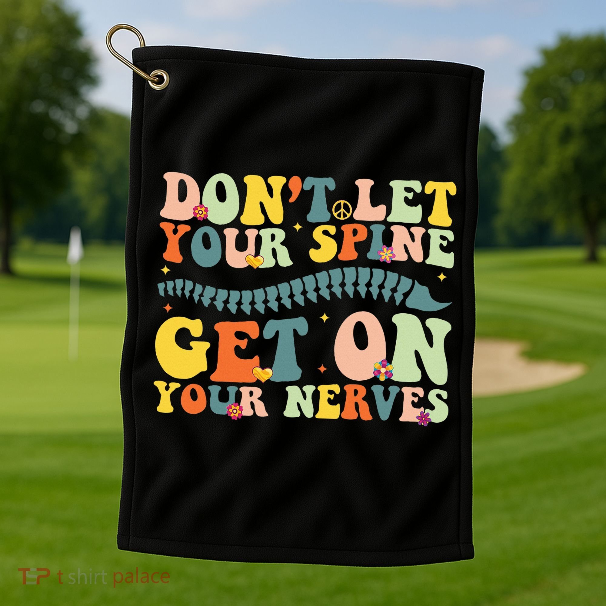 Funny Chiropractor Groovy Spine Doctor Of Chiropractic Golf Towel