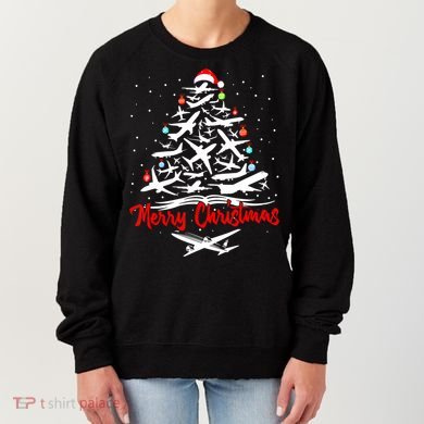 Funny Christmas Gift Airplane Christmas Tree Women's Sweatshirt
