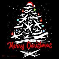 Funny Christmas Gift Airplane Christmas Tree Sweatshirt thumb 3