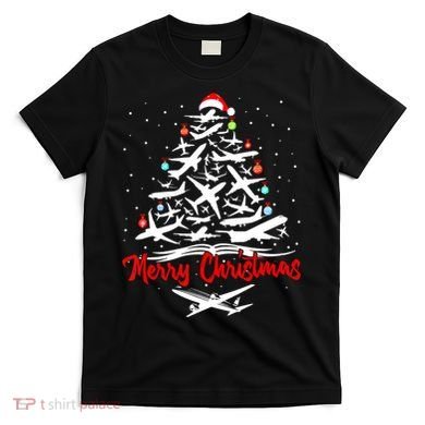 Funny Christmas Gift Airplane Christmas Tree T-Shirt