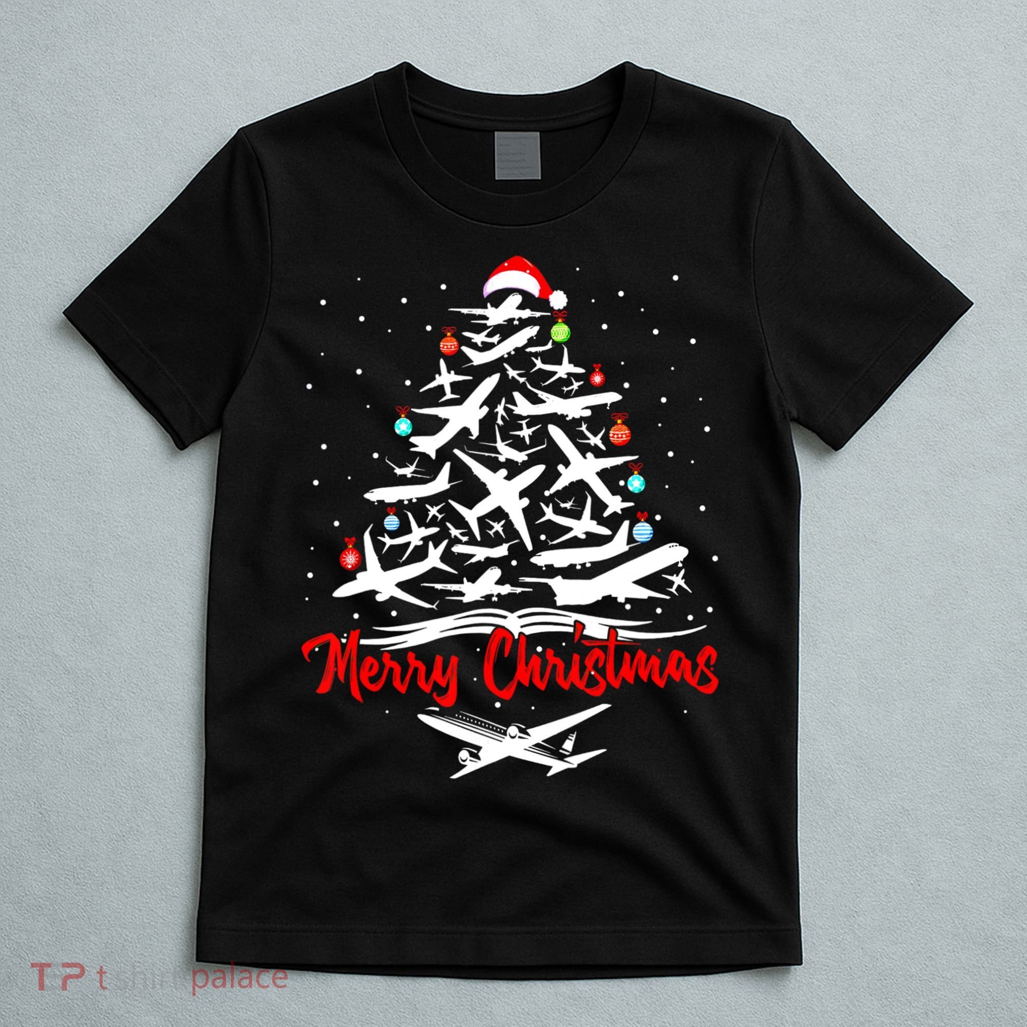 Funny Christmas Gift Airplane Christmas Tree T-Shirt