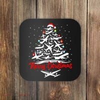 Funny Christmas Gift Airplane Christmas Tree Coaster thumb 0