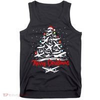 Funny Christmas Gift Airplane Christmas Tree Tank Top thumb 0