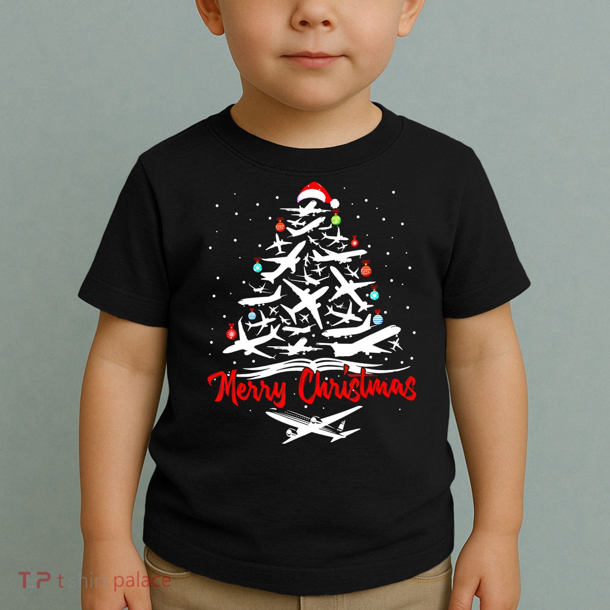 Funny Christmas Gift Airplane Christmas Tree Toddler T-Shirt
