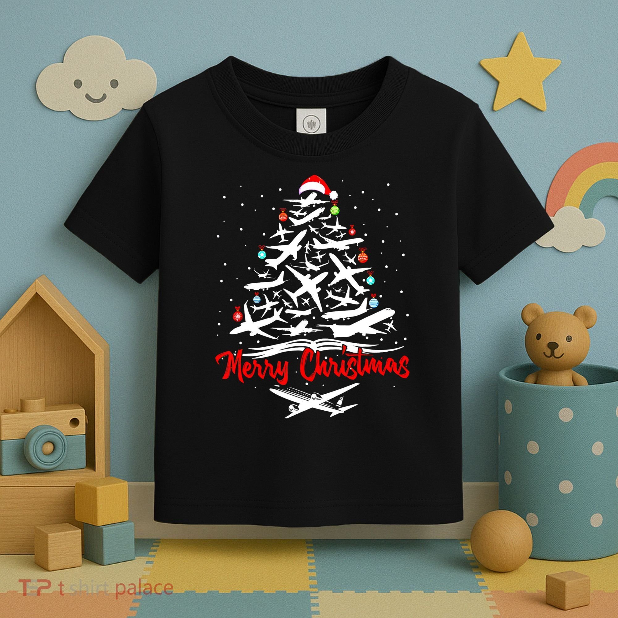 Funny Christmas Gift Airplane Christmas Tree Toddler T-Shirt