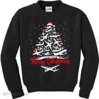 Funny Christmas Gift Airplane Christmas Tree Kids Sweatshirt thumb 0