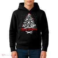 Funny Christmas Gift Airplane Christmas Tree Kids Hoodie thumb 4