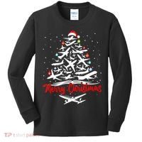 Funny Christmas Gift Airplane Christmas Tree Kids Long Sleeve Shirt thumb 0