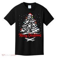 Funny Christmas Gift Airplane Christmas Tree Kids T-Shirt thumb 0