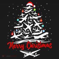 Funny Christmas Gift Airplane Christmas Tree Kids T-Shirt thumb 4