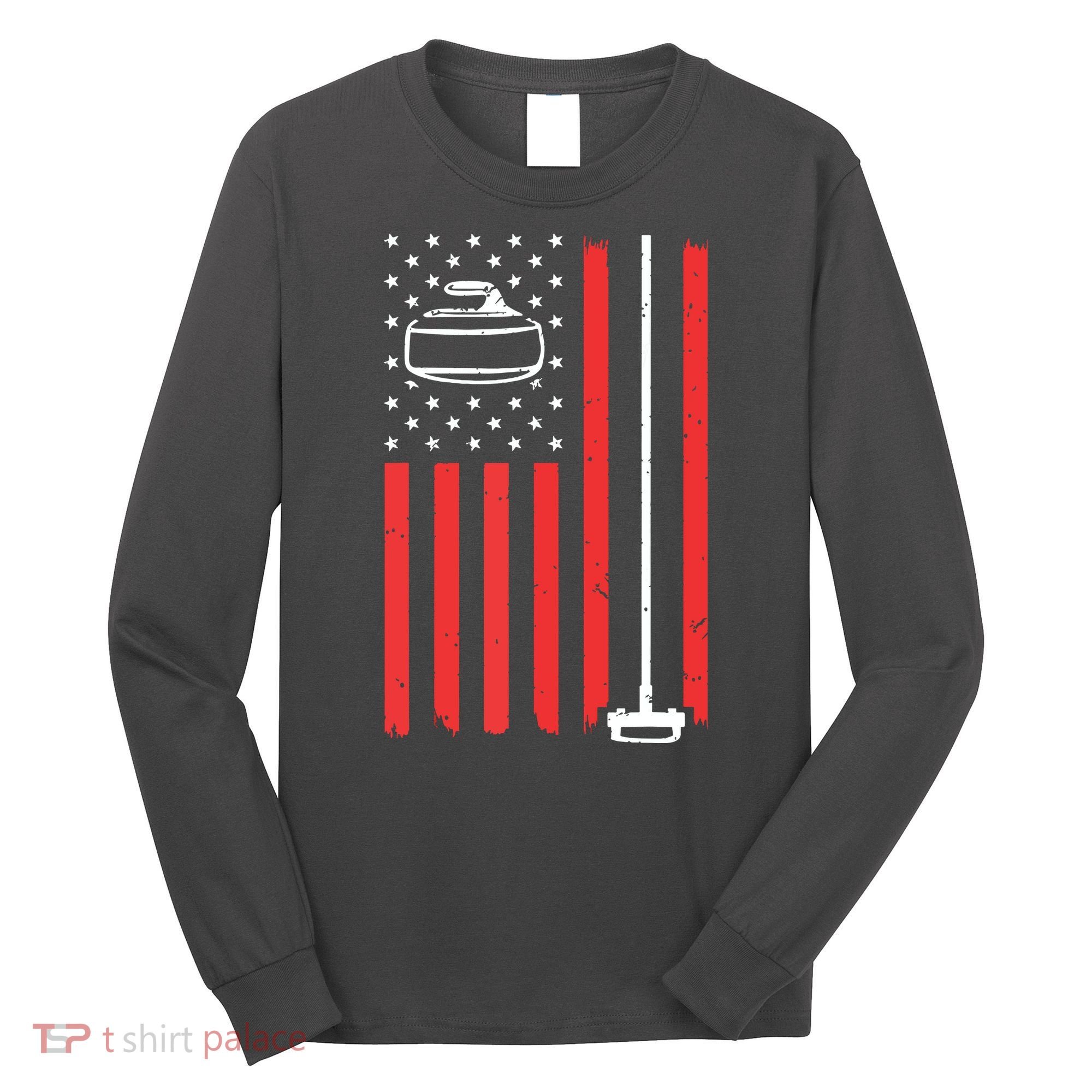 Funny Curling Gift For Men Women Curling Players USA Team Long Sleeve Shirt