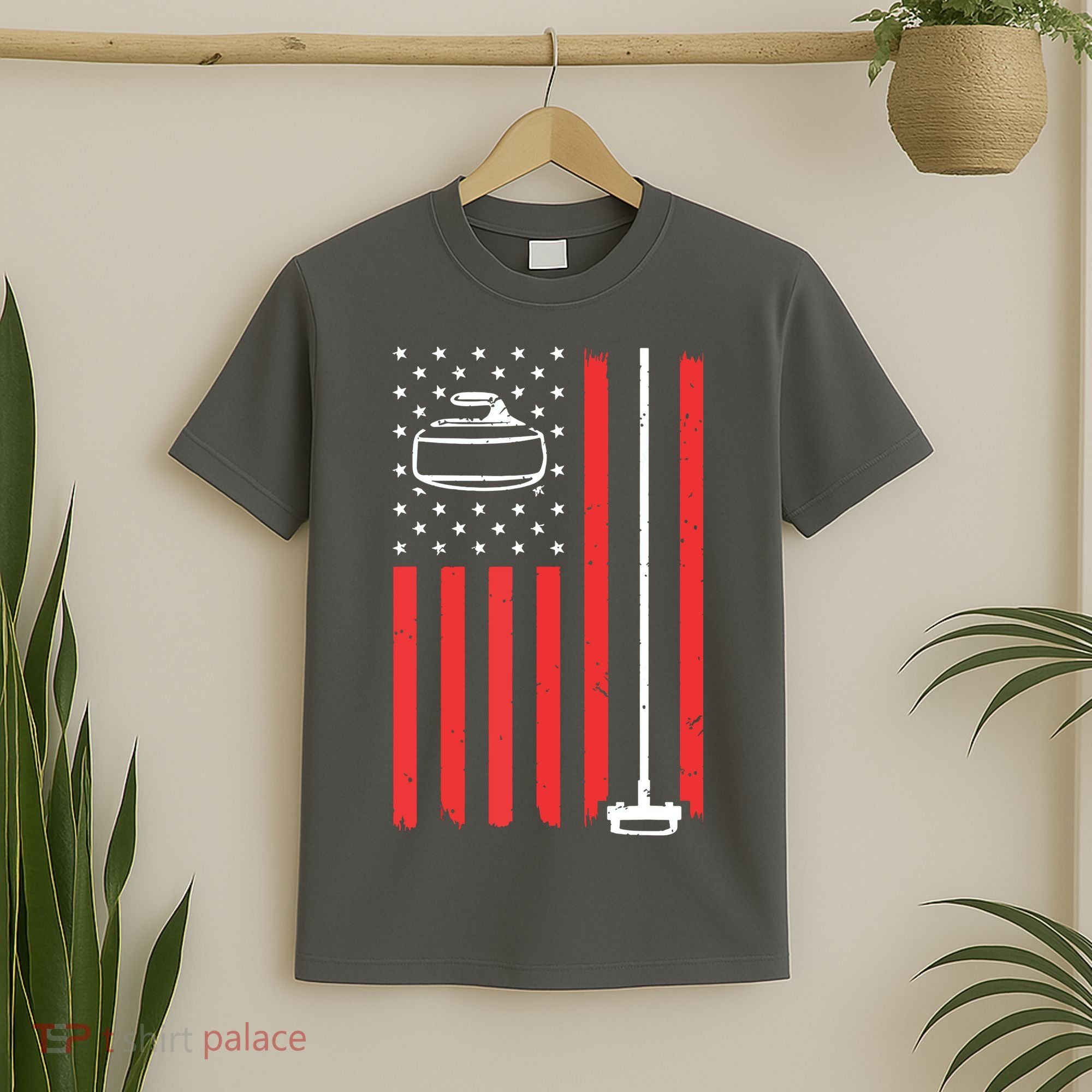 Funny Curling Gift For Men Women Curling Players USA Team T-Shirt