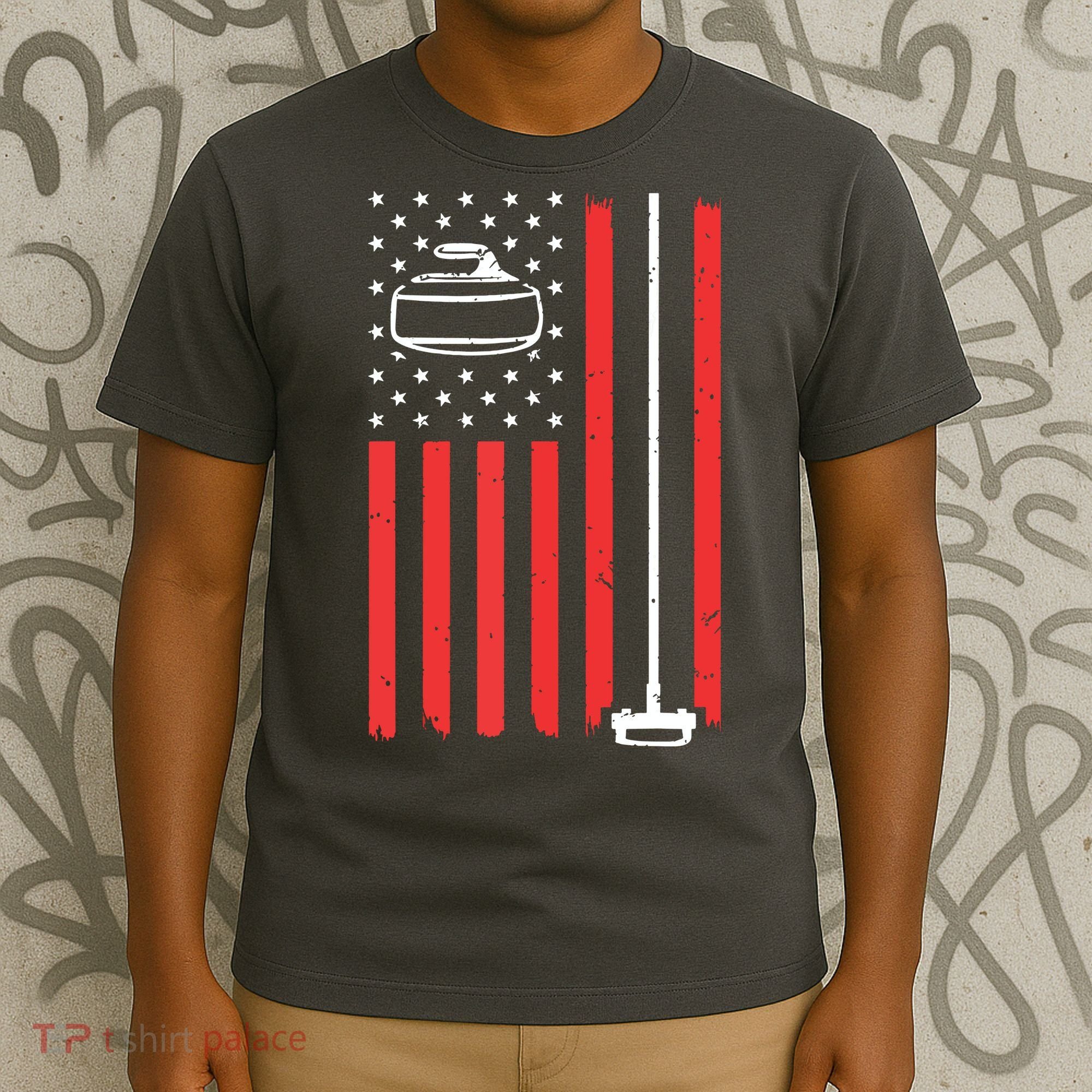 Funny Curling Gift For Men Women Curling Players USA Team T-Shirt