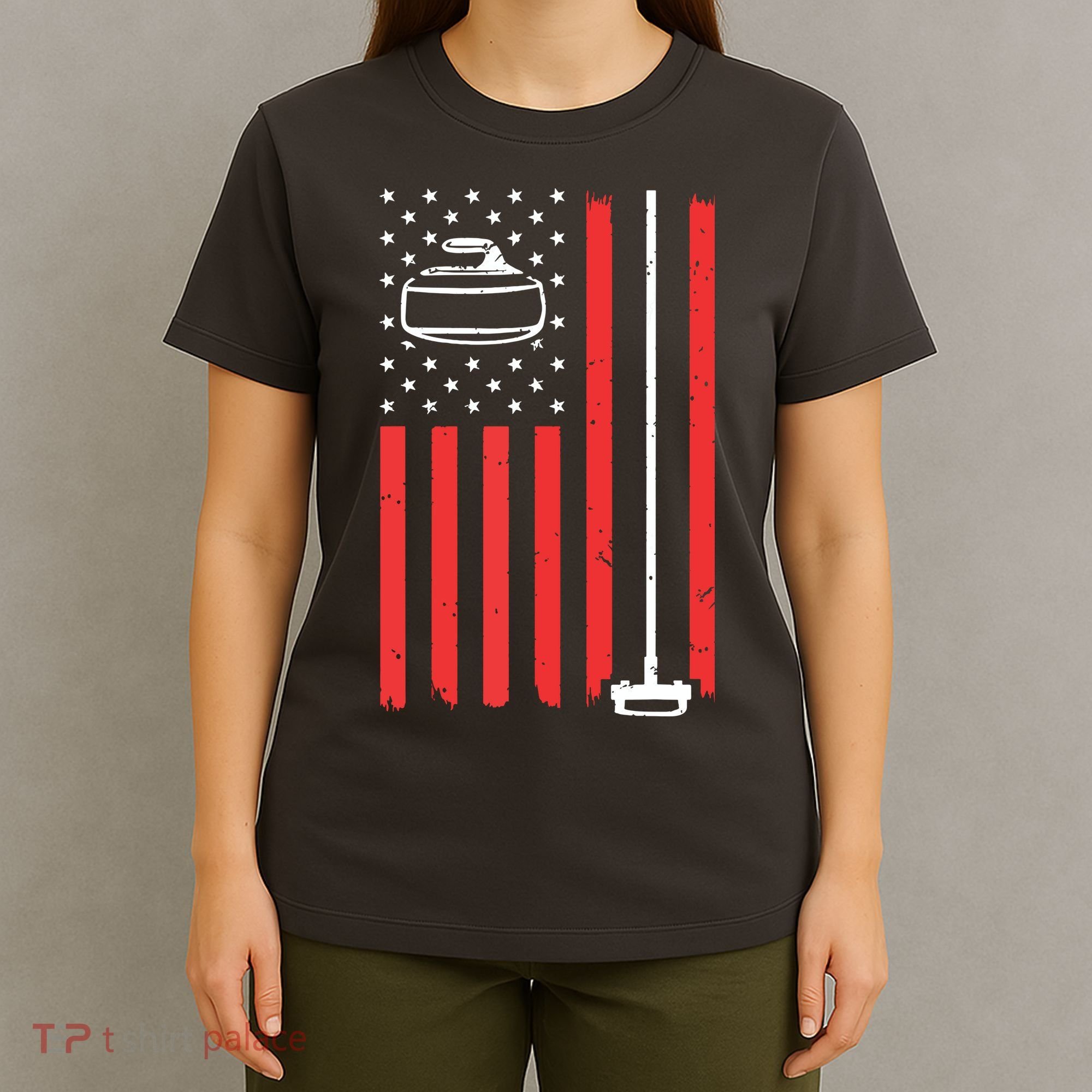 Funny Curling Gift For Men Women Curling Players USA Team T-Shirt