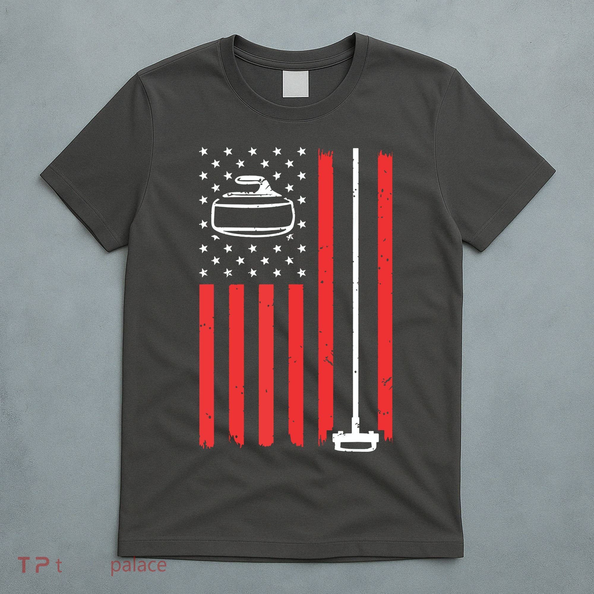 Funny Curling Gift For Men Women Curling Players USA Team T-Shirt