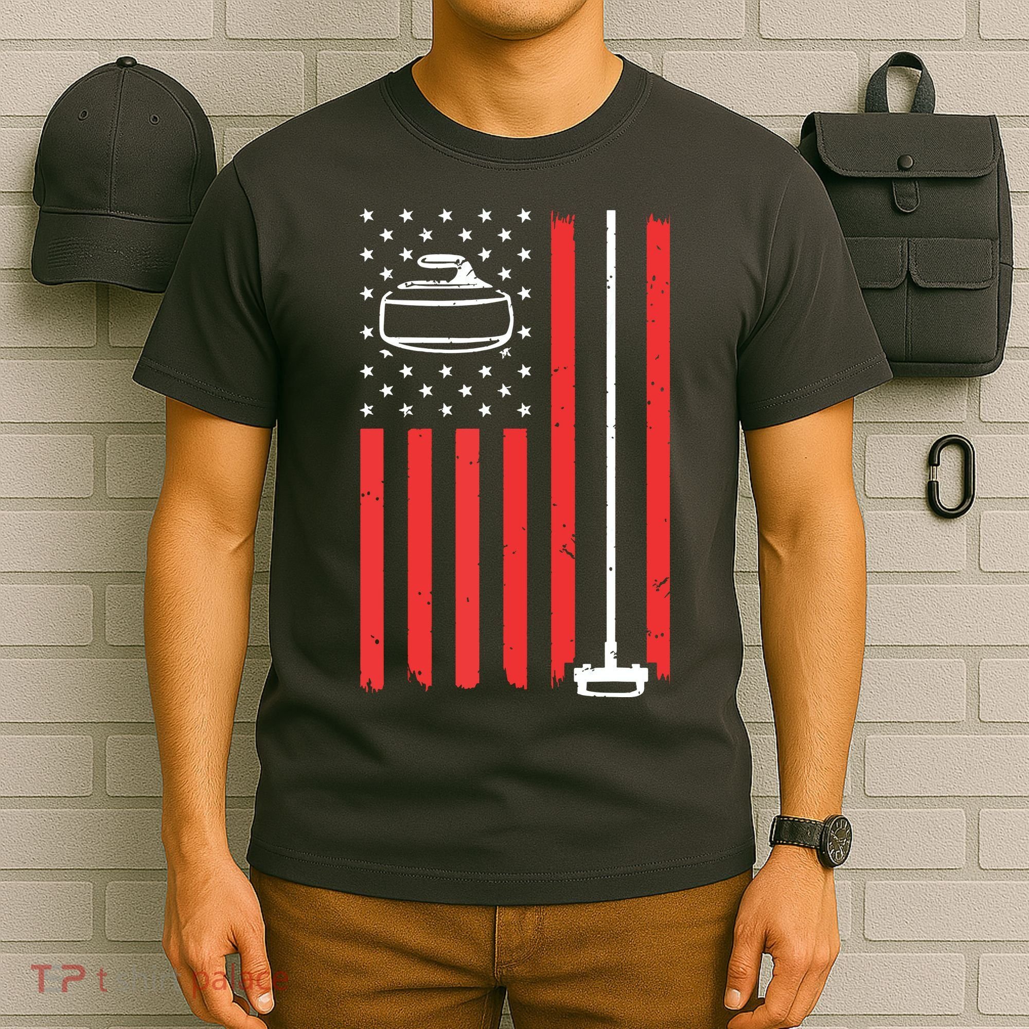 Funny Curling Gift For Men Women Curling Players USA Team T-Shirt