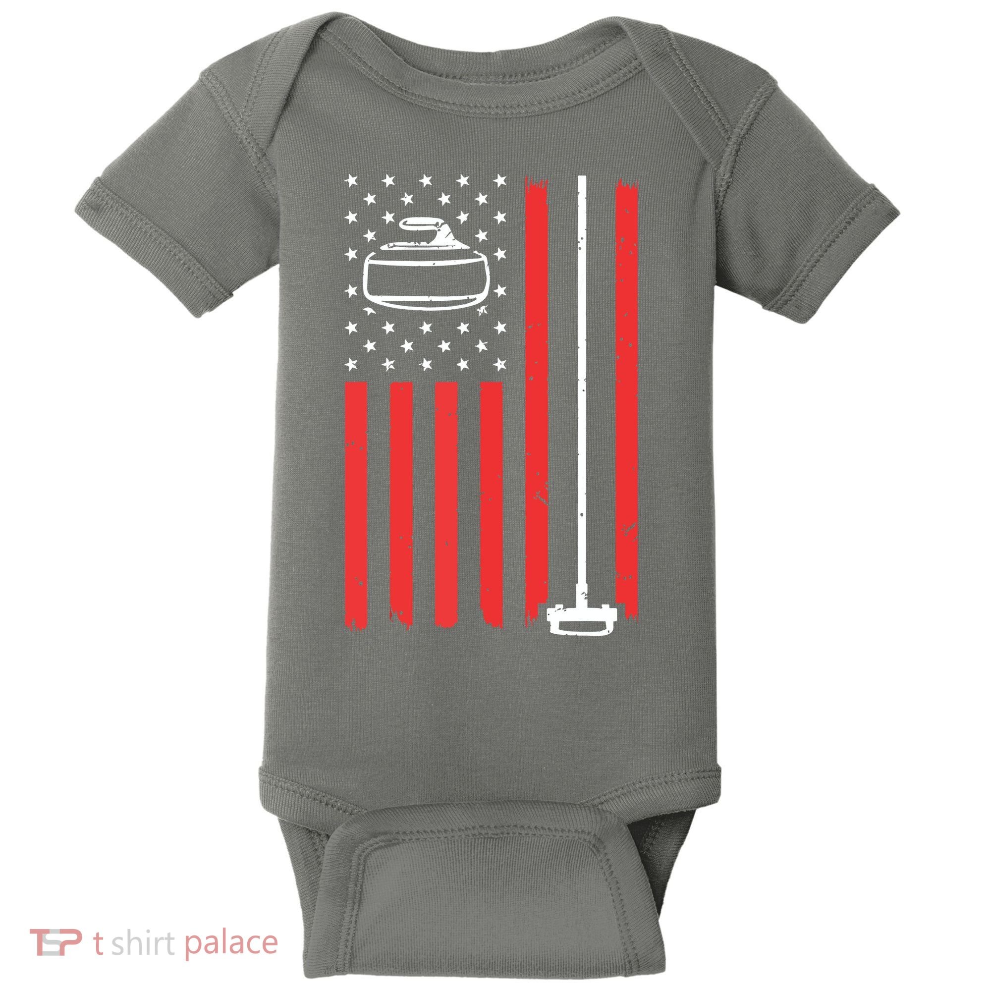 Funny Curling Gift For Men Women Curling Players USA Team Baby Bodysuit