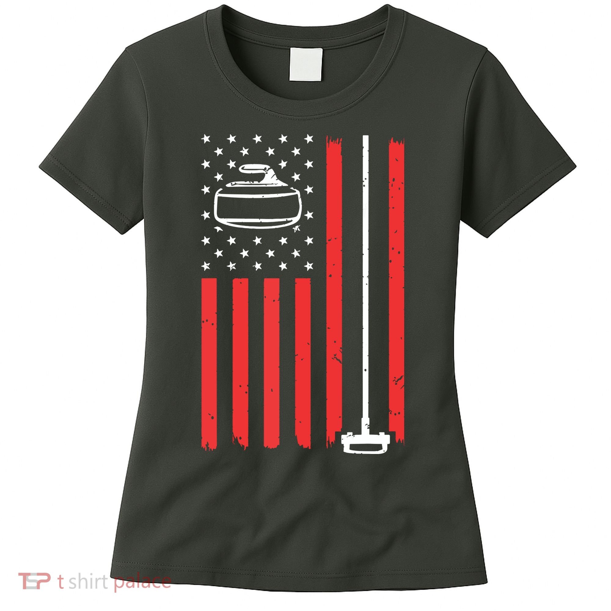 Funny Curling Gift For Men Women Curling Players USA Team Women's T-Shirt