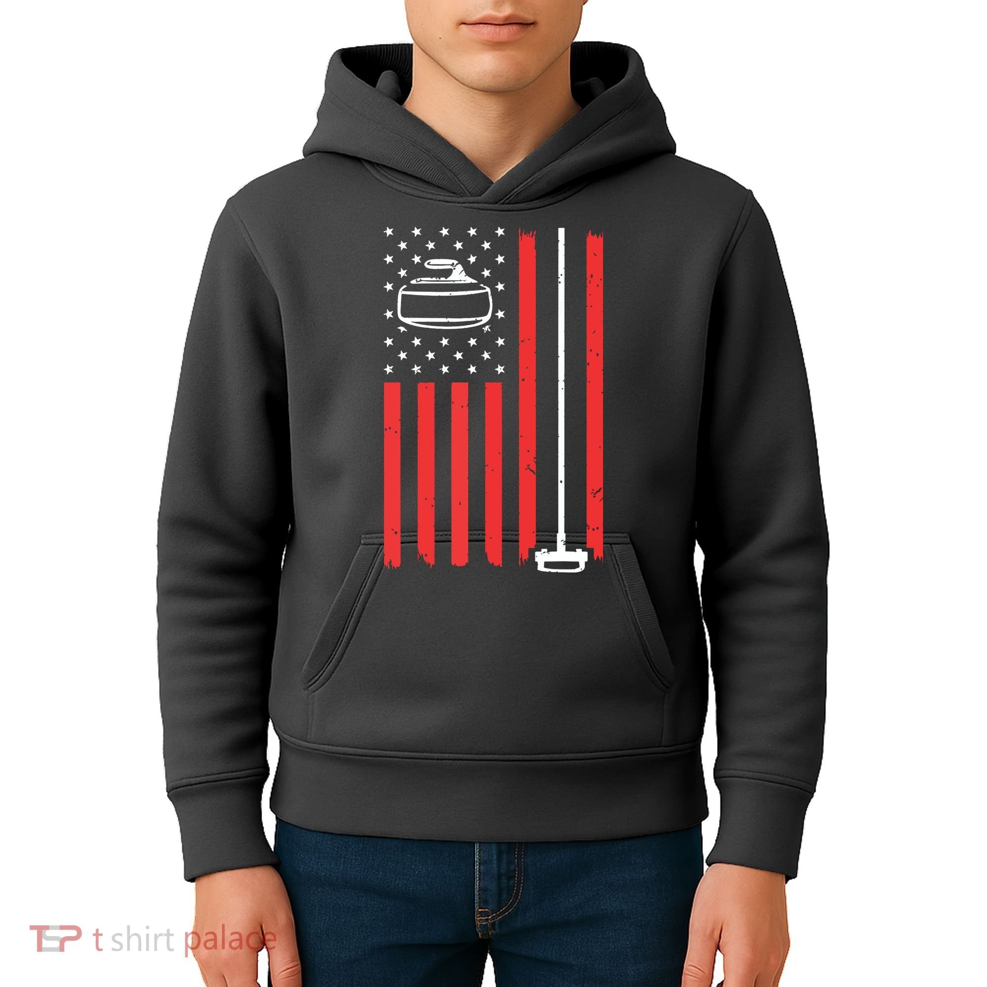 Funny Curling Gift For Men Women Curling Players USA Team Kids Hoodie