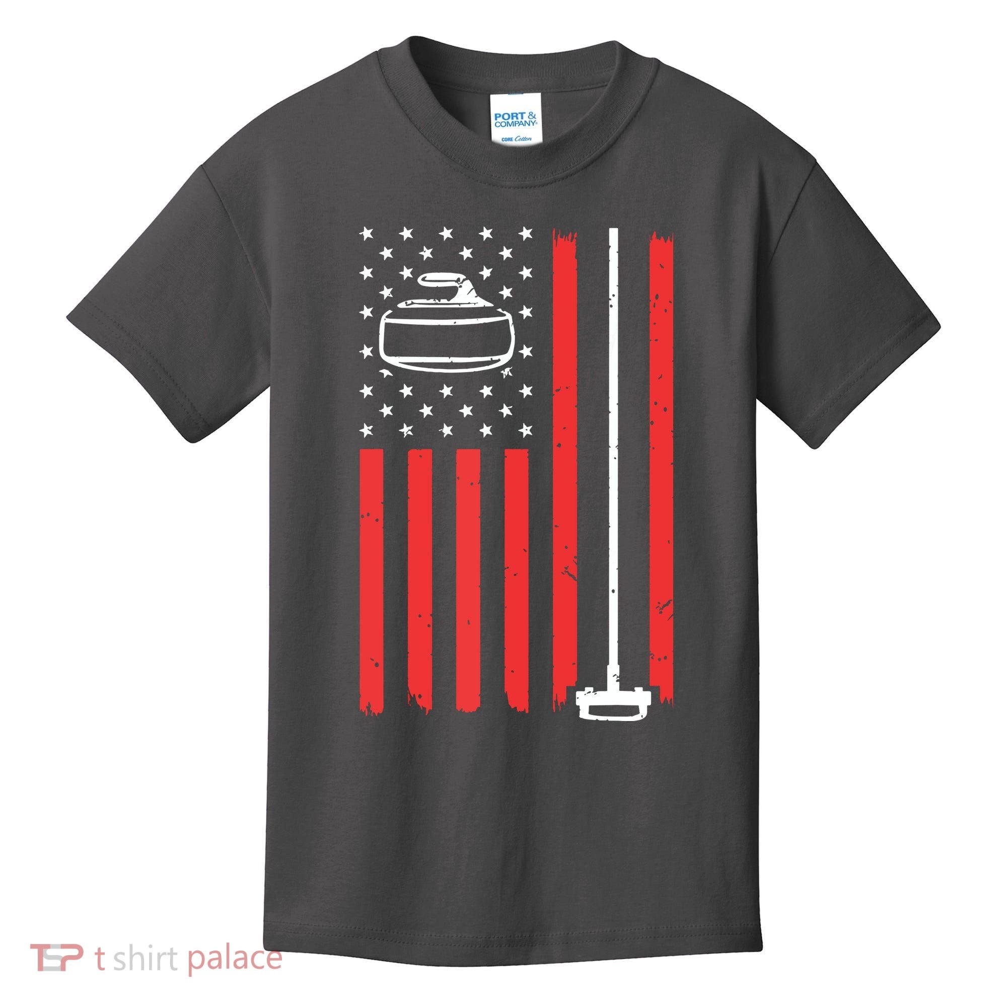 Funny Curling Gift For Men Women Curling Players USA Team Kids T-Shirt
