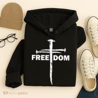 Freedom Cross Gift For Christians Hoodie thumb 4
