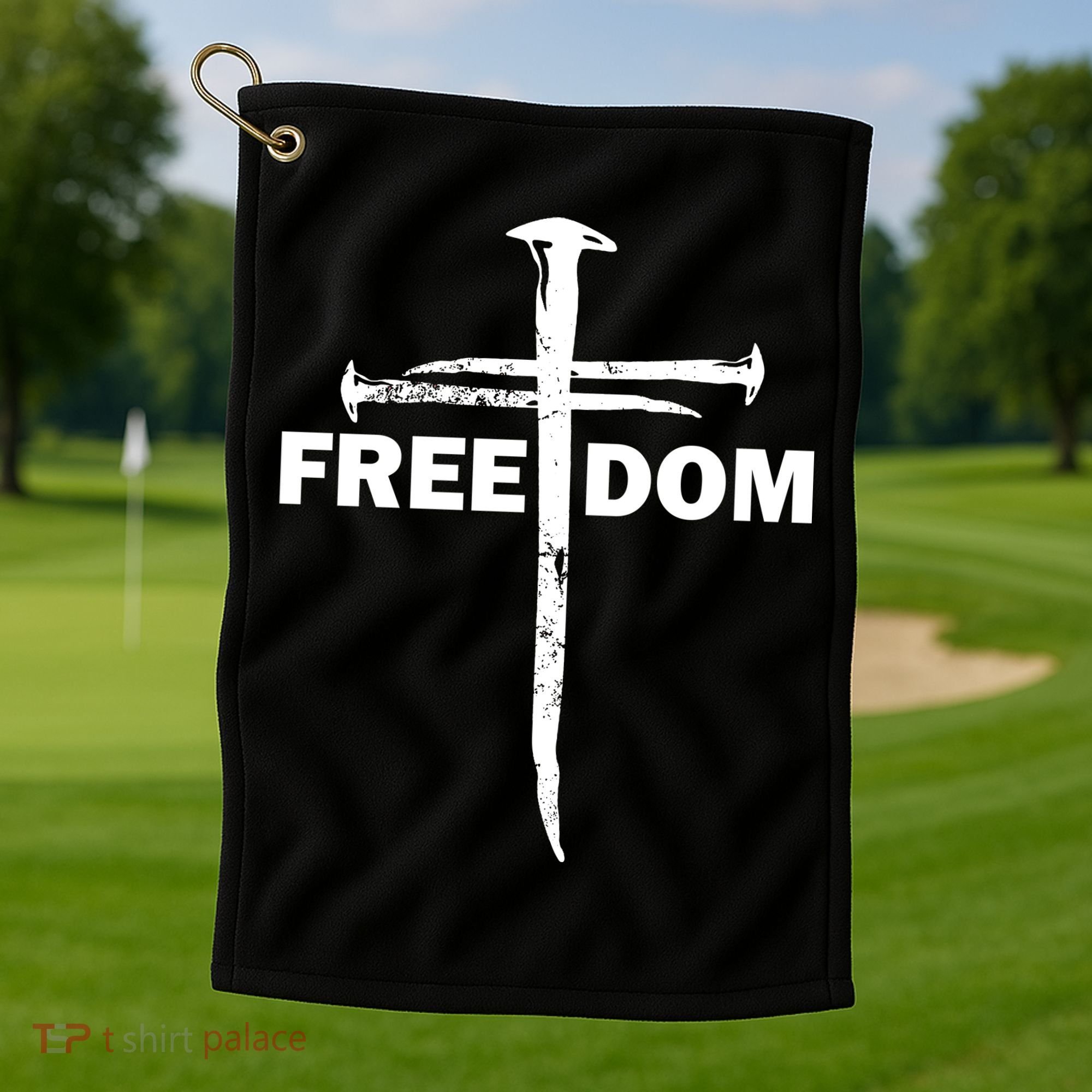 Freedom Cross Gift For Christians Golf Towel