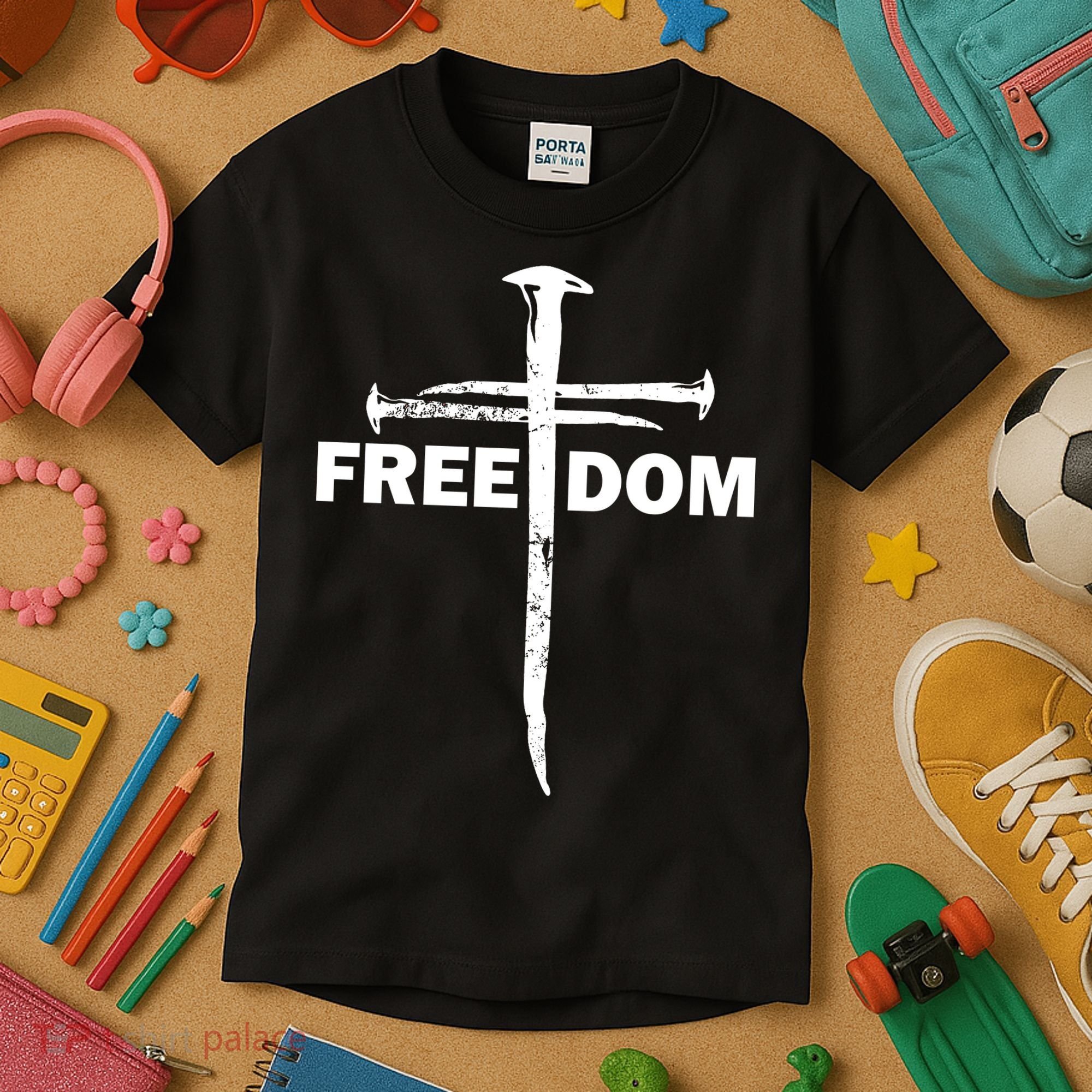 Freedom Cross Gift For Christians Kids T-Shirt