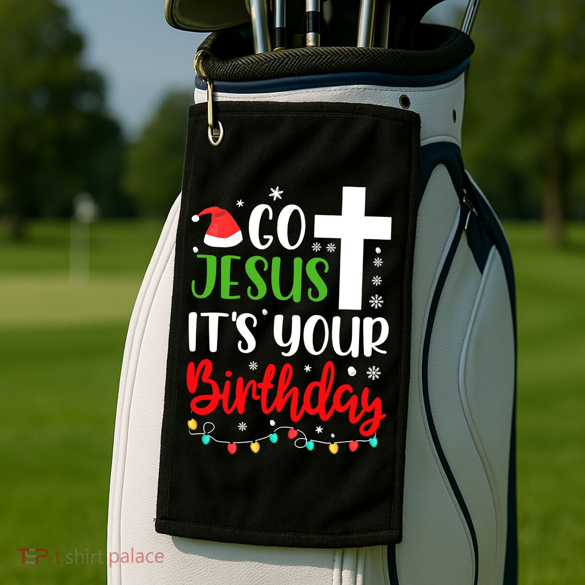 Funny Christian Go Jesus It's Your Birthday Christmas Golf Towel
