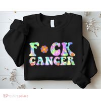 Fuck Cancer Groovy Tie Dye All Cancer Awareness Sweatshirt thumb 2