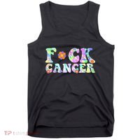Fuck Cancer Groovy Tie Dye All Cancer Awareness Tank Top thumb 0