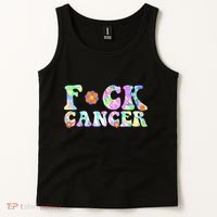 Fuck Cancer Groovy Tie Dye All Cancer Awareness Tank Top thumb 2