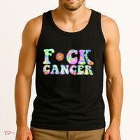 Fuck Cancer Groovy Tie Dye All Cancer Awareness Tank Top thumb 3