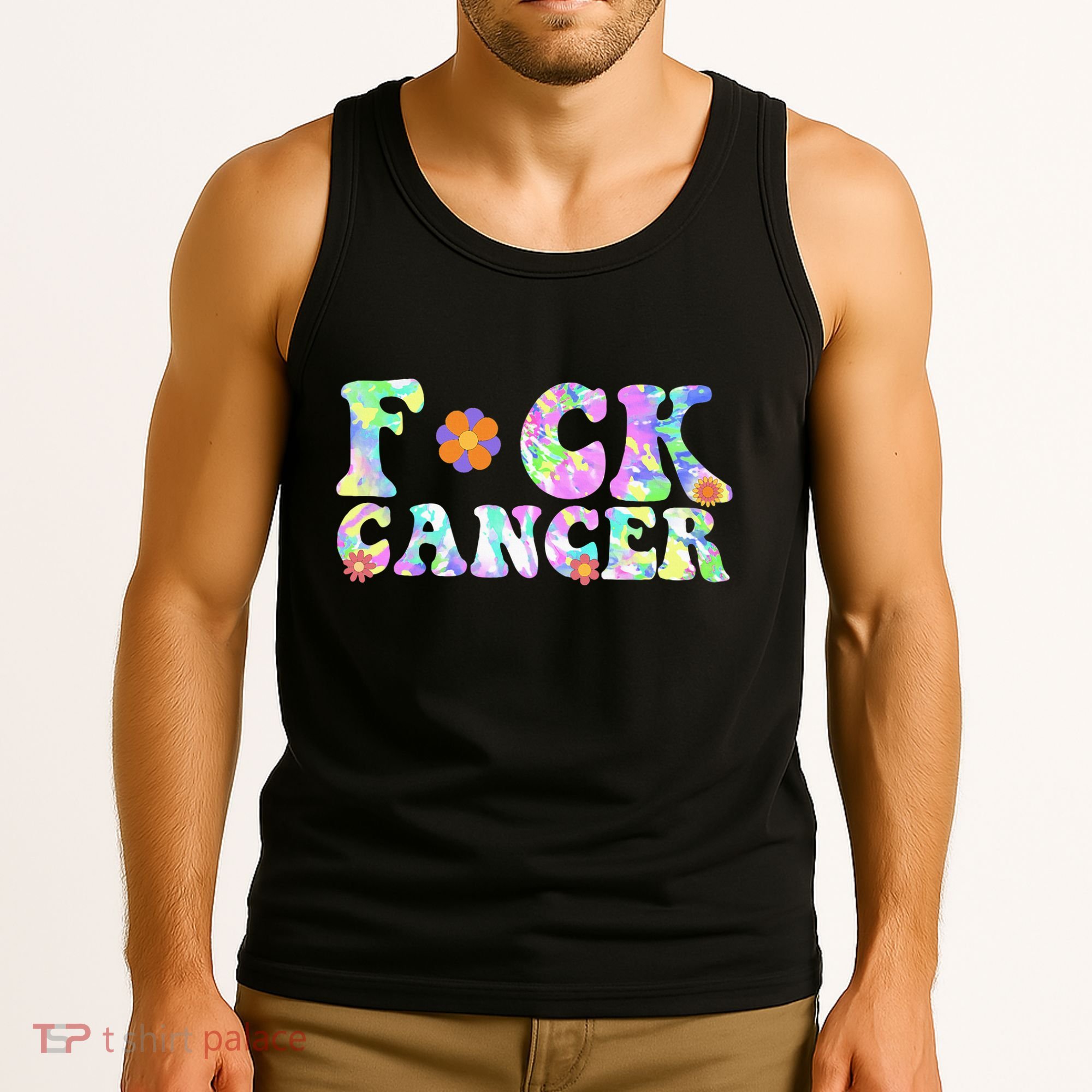 Fuck Cancer Groovy Tie Dye All Cancer Awareness Tank Top