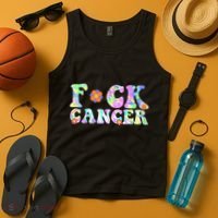 Fuck Cancer Groovy Tie Dye All Cancer Awareness Tank Top thumb 4