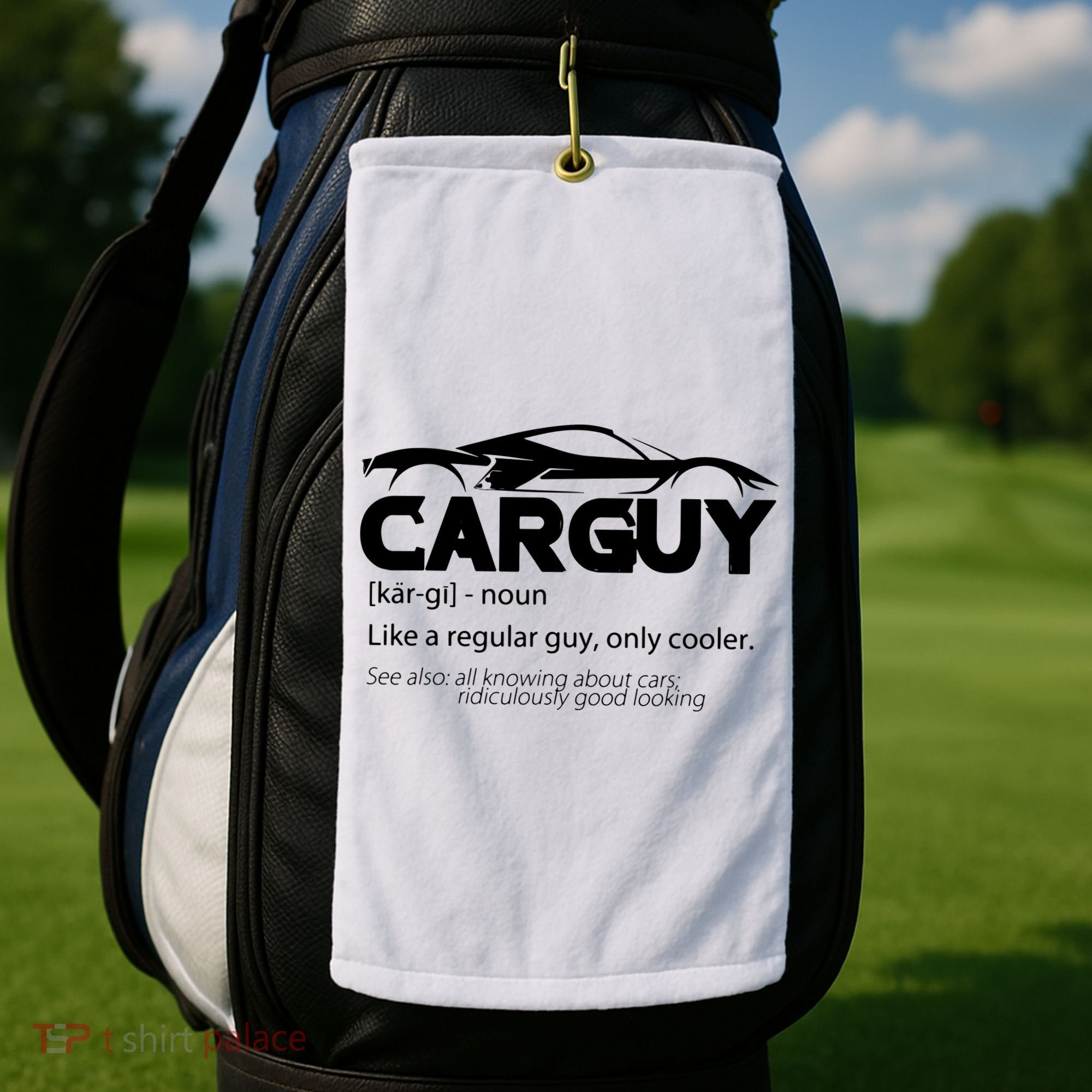 Funny Car Guy Gift Car Guy Definition Golf Towel