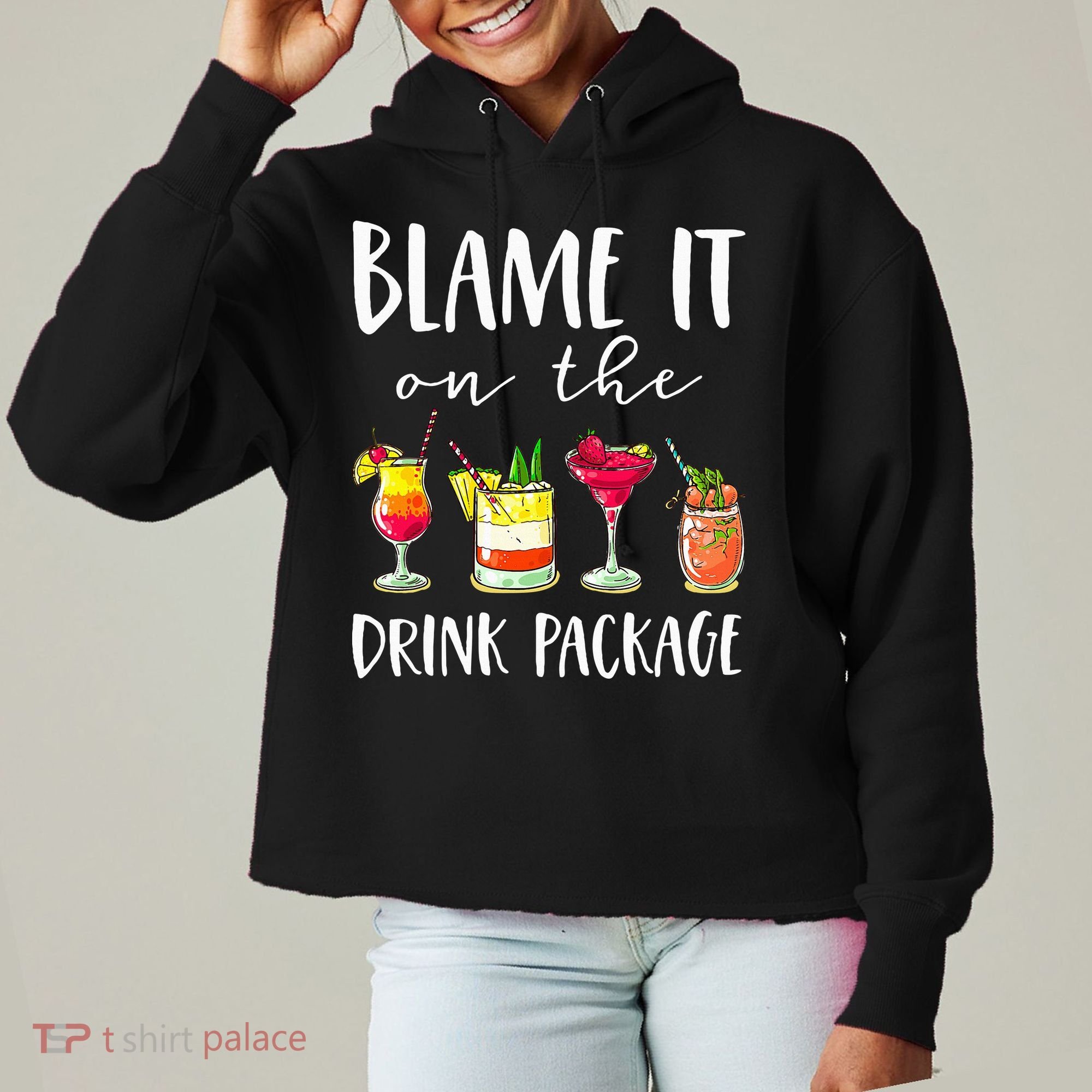 Funny Cruise Gifts Blame It On The Drink Package Ladies Heavyweight Boxy Pullover Hoodie