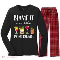 Funny Cruise Gifts Blame It On The Drink Package Women's Long Sleeve Flannel Pajama Set  thumb 0
