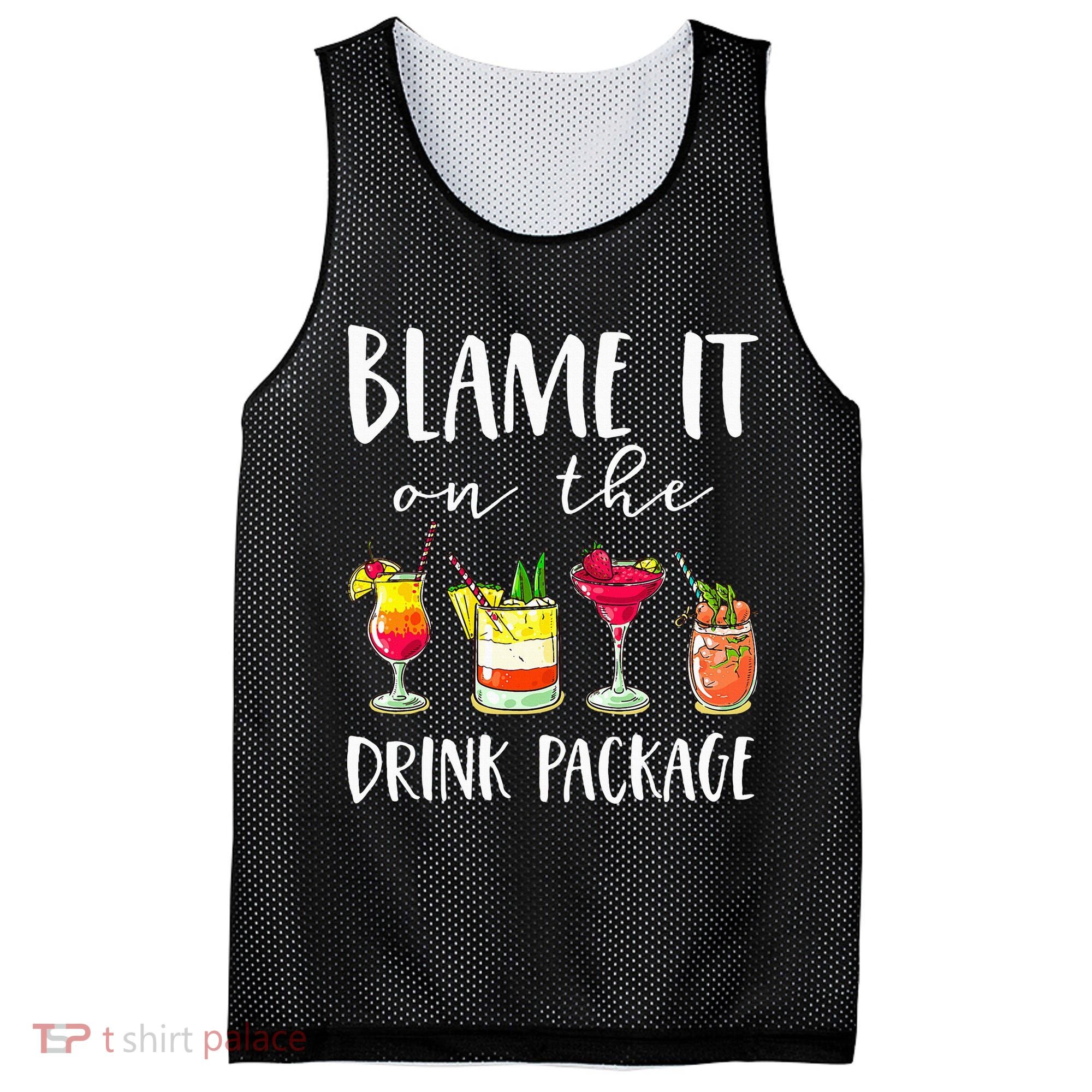 Funny Cruise Gifts Blame It On The Drink Package Mesh Reversible Basketball Jersey Tank