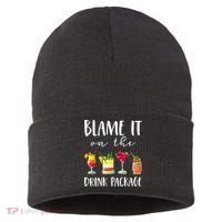 Funny Cruise Gifts Blame It On The Drink Package Sustainable Knit Beanie thumb 0