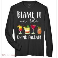 Funny Cruise Gifts Blame It On The Drink Package Zone Performance Long-Sleeve T-Shirt thumb 0