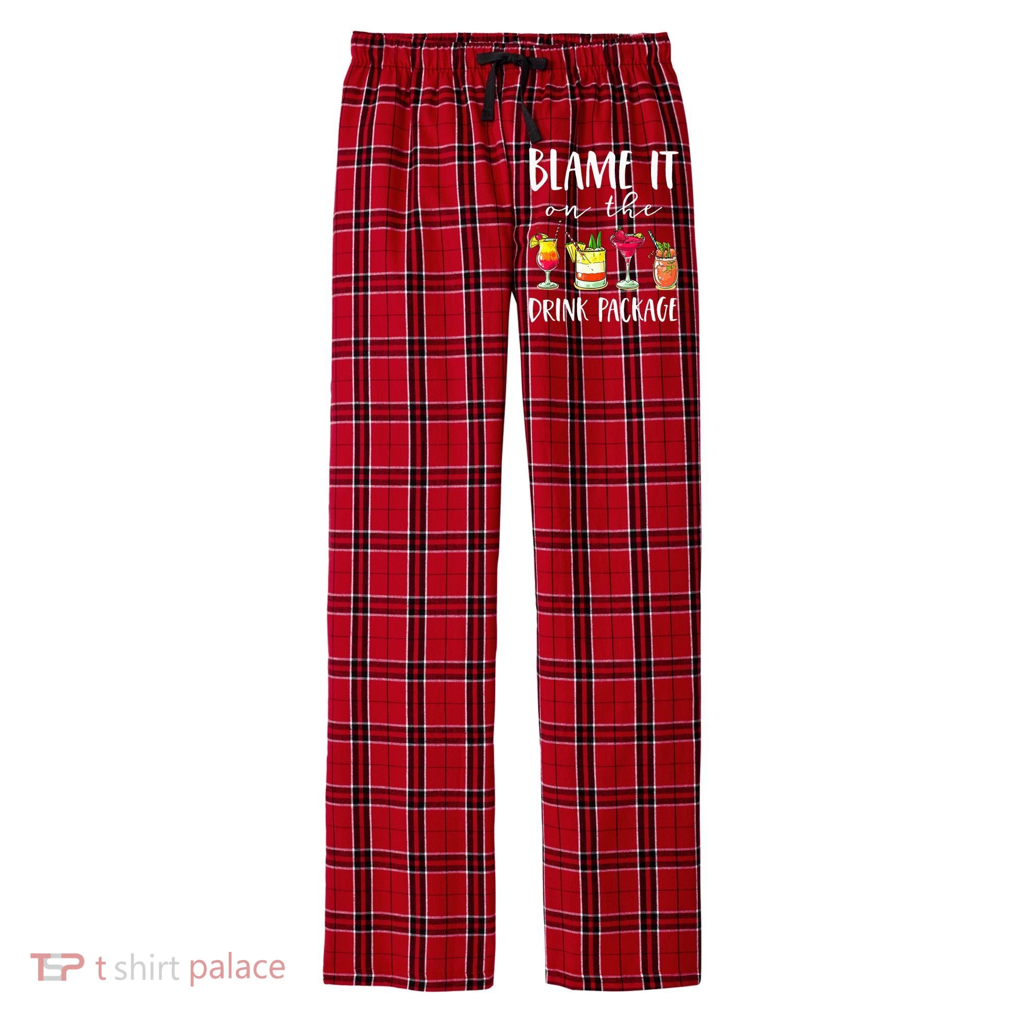 Funny Cruise Gifts Blame It On The Drink Package Men's Flannel Plaid Pajama Pants